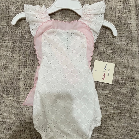 Sophie & Lucas Baby Girls Blue Bleu Rose Floral Dress with Bloomers main image 1